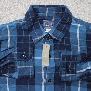 J. Crew Shirt NWT Mens Medium Blue Plaid Flannel 100% Cotton Long Sleeve Button